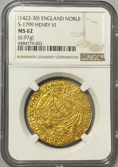 【動画あり】アンティークコイン グレートブリテン ヘンリー6世(1422-1430)ゴールド ノーブル NGC-MS62 Augustana Collection