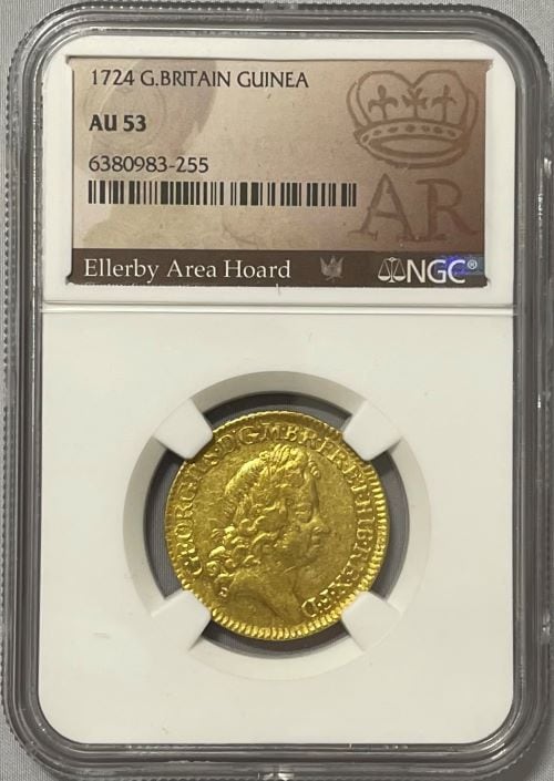 【動画あり】グレートブリテン 1724年 ジョージ1世 1ギニー金貨 NGC-AU53 Ellerby Area Hoard Collection