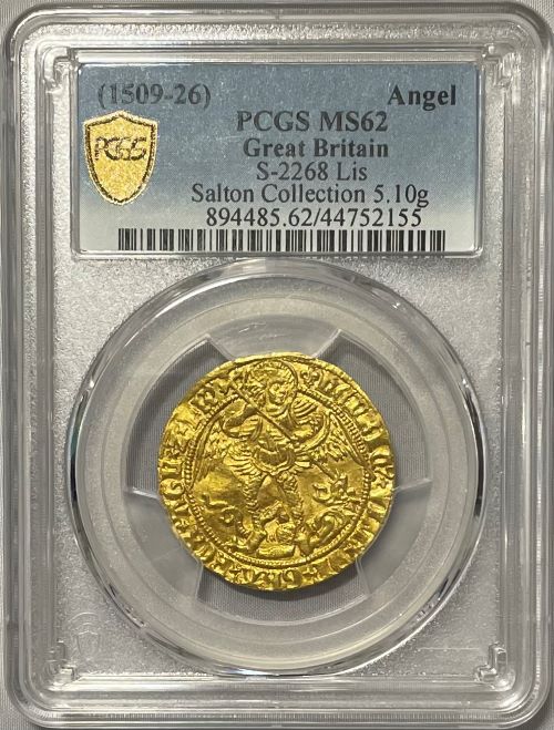 【動画あり】アンティークコイン グレートブリテン ヘンリー8世(1509-26) エンジェル金貨 PCGS-MS62 Mark and Lottie Salton Collection