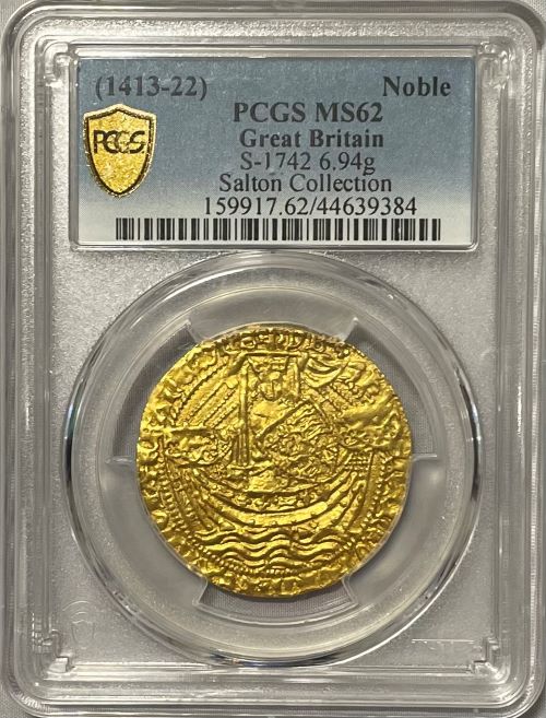 【動画あり】アンティークコイン グレートブリテン ヘンリー5世(1413-22) ゴールドノーブル PCGS-MS62 Mark and Lottie Salton Collection