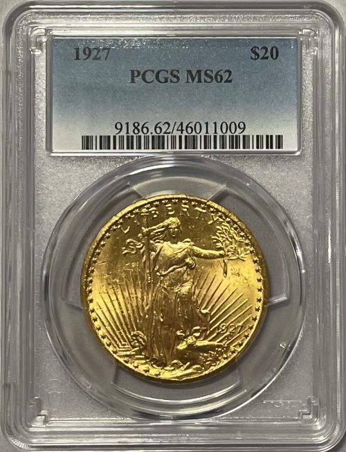 【資産防衛】アンティークコイン アメリカ 1927年 20ドル金貨 ダブルイーグル セントゴーデンズ PCGS-MS62