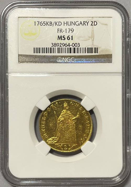 アンティークコイン 1765年 オーストリア・ハンガリー マリアテレジア 2ダカット金貨 NGC-MS61 Augustana Collection