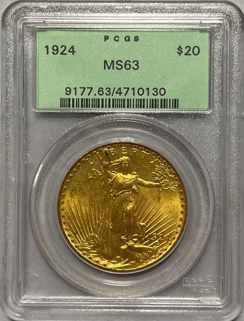 【資産防衛】アンティークコイン アメリカ 1924年 20ドル金貨 ダブルイーグル セントゴーデンズ PCGS-MS63