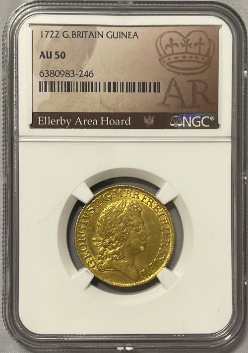 【動画あり】グレートブリテン 1722年 ジョージ1世 1ギニー金貨 NGC-AU50 Ellerby Area Hoard Collection
