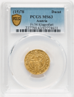 【動画あり】アンティークコイン オーストリア 1578年 クラーゲンフルト カール2世 1ダカット金貨 PCGS-MS63