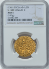 【動画あり】アンティークコイン グレートブリテン 1361年 エドワード3世 1/2ノーブル金貨 NGC-MS61