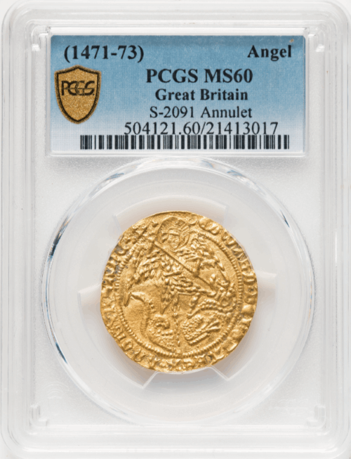 【動画あり】アンティークコイン グレートブリテン 1471-73年エドワード4世 エンジェル金貨 PCGS-MS60