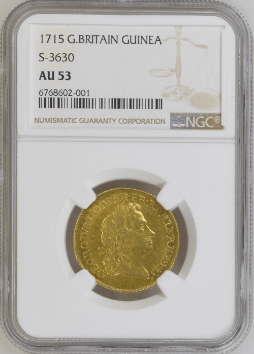 【動画あり】グレートブリテン 1715年 ジョージ1世 1ギニー金貨 NGC-AU53
