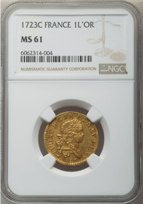 【レア度4-R4】フランス 1723-)(年 ルイ15世 ルイドール金貨 NGC-MS61