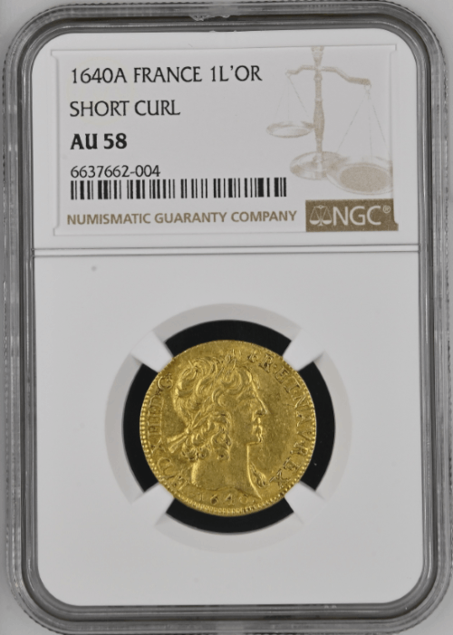 【レア度2-R2】フランス 1640-A年 ルイ13世 1ルイドール金貨 NGC-AU58