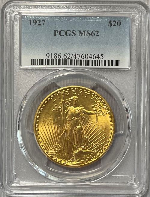 【資産防衛】アンティークコイン アメリカ 1927年 20ドル金貨 ダブルイーグル セントゴーデンズ PCGS-MS62