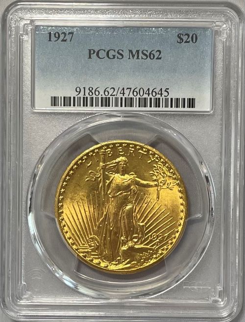 【資産防衛】アンティークコイン アメリカ 1927年 20ドル金貨 ダブルイーグル セントゴーデンズ PCGS-MS62