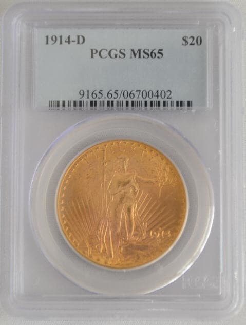 【動画あり】アンティークコイン　アメリカ　20ドル金貨セントゴーデンズ1914-D ＄20PCGS MS65