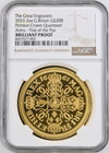 【トライアル・ピクス】グレートブリテン Great Engravers ペティションクラウンクォータードアーム 2023年 2オンス ブリリアントプルーフ金貨 NGC-BP