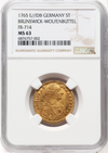 【動画あり】アンティークコイン ドイツ ブルンスウィック＝ヴォルフェンブッテル公国 1765E-IDB年 カール１世 5タラー金貨 NGC-MS63