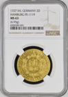 【動画あり】アンティークコイン 1727年 ドイツ ハンブルク カール6世 2ダカット金貨 NGC-MS63