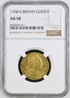 【レア度2-R2】グレートブリテン 1768年 ジョージ3世 1ギニー金貨 NGC-AU58