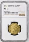 【レア度1-R1】グレートブリテン 1769年 ジョージ3世 1ギニー金貨 NGC-MS62