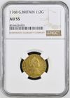 【レア度3-R3】グレートブリテン 1768年 ジョージ3世 1/2ギニー金貨 NGC-AU55
