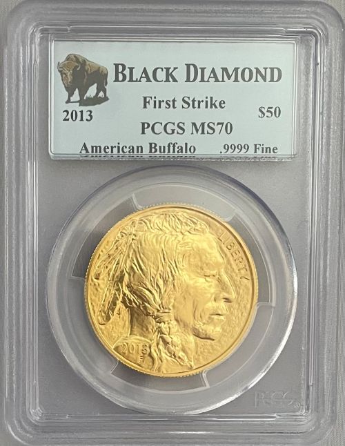 2013 バッファロー金貨 50ドル 1オンス PCGS-MS70 ファーストストライク ブラックダイアモンド