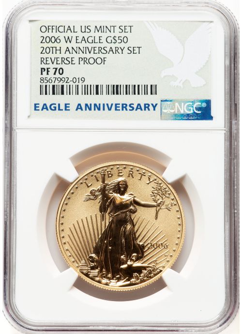 アメリカ50ドル金貨　ゴールドイーグル 2006-W $50 NGC PR70 20th Anniversary Set Reverse Proof