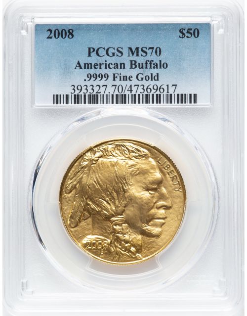 アメリカ 2008年 50ドル バッファロー 1オンス 純金地金金貨 PCGS-MS70 47369617