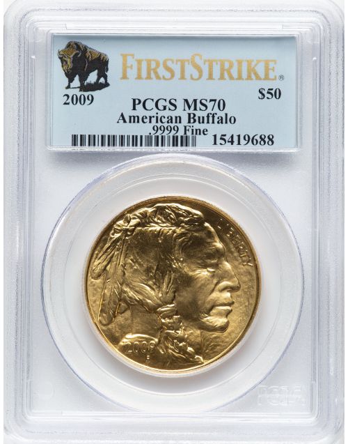 アメリカ 2009年 50ドル バッファロー 1オンス 純金地金金貨 PCGS-MS70 15419688