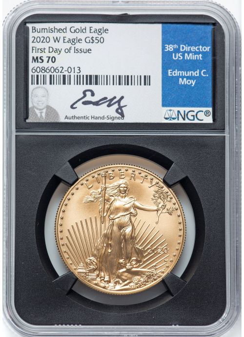 アメリカ 50ドル金貨 ゴールドイーグル 2020-W $50 NGC MS70 Edmund C. Moy サイン入り