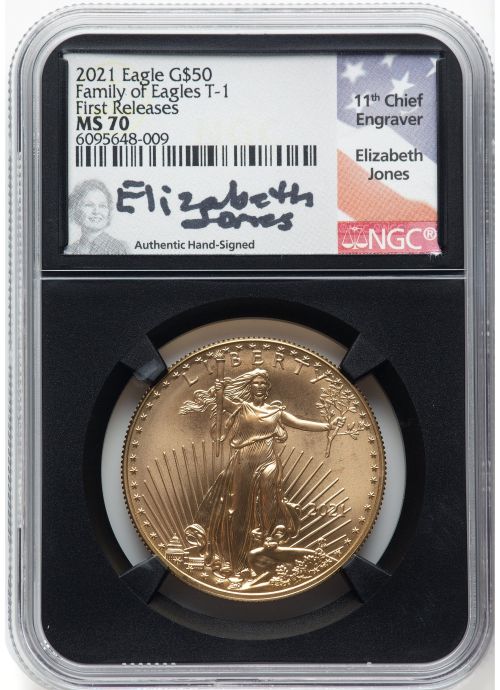 アメリカ 50ドル金貨 ゴールドイーグル 2021-W $50 NGC MS70 ファーストリリース Elizabeth Jones サイン入り