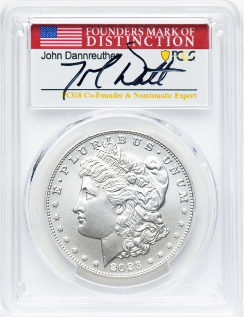 【ジョン・ダンルーサー サイン入り】アメリカ 2023年 モルガン・ダラー PCGS-MS70 アドバンスド・リリース 47247503