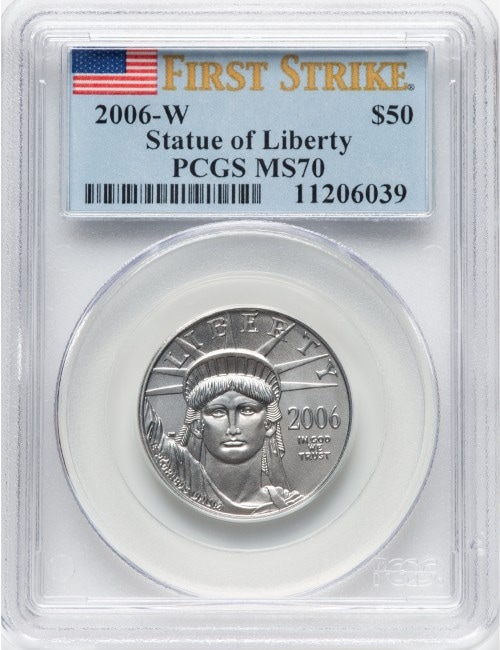 アメリカ 50ドル 1/2オンス プラチナイーグル 2006-W年 PCGS-MS70 