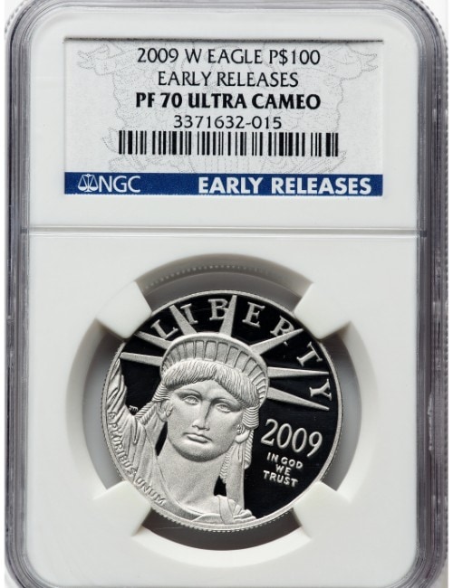 【アーリーリリース】アメリカ 100ドル 1オンス プラチナイーグル 2009-W年 PCGS-PF70 UCAM 3371632-015