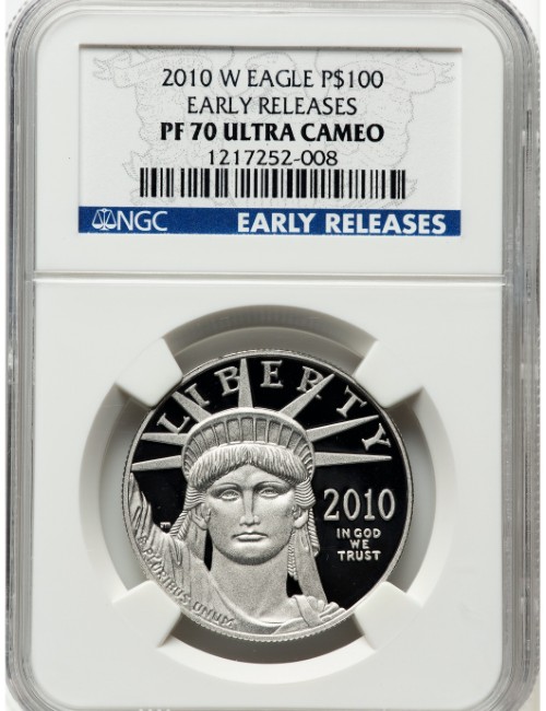 【アーリーリリース】アメリカ 100ドル 1オンス プラチナイーグル 2010-W年 PCGS-PF70 UCAM 1217252-008