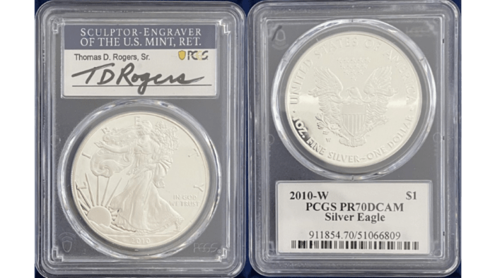 【トーマス・D・ロジャーズ サイン入り】アメリカ 1ドル シルバーイーグル銀貨 2010-W年 PCGS-PR70 DCAM