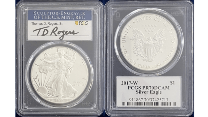【トーマス・D・ロジャーズ サイン入り】アメリカ 1ドル シルバーイーグル銀貨 2017-W年 PCGS-PR70 DCAM