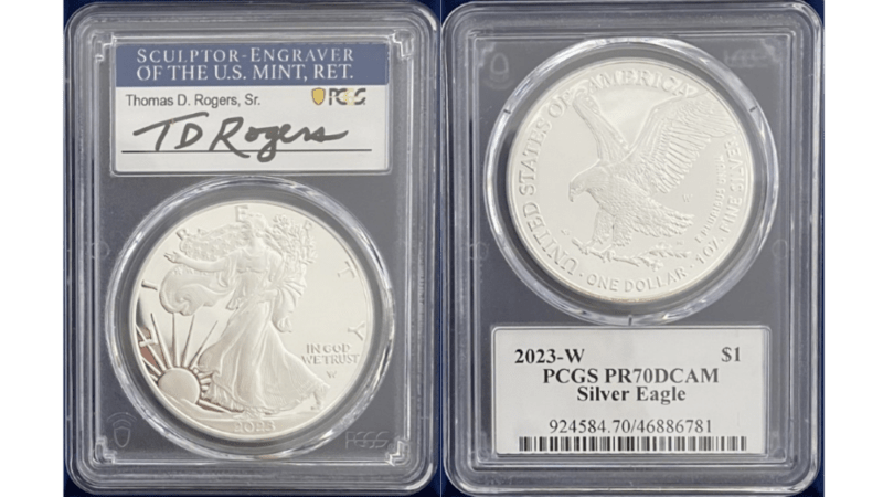【トーマス・D・ロジャーズ サイン入り】アメリカ 1ドル シルバーイーグル銀貨 2023-W年 PCGS-PR70 DCAM