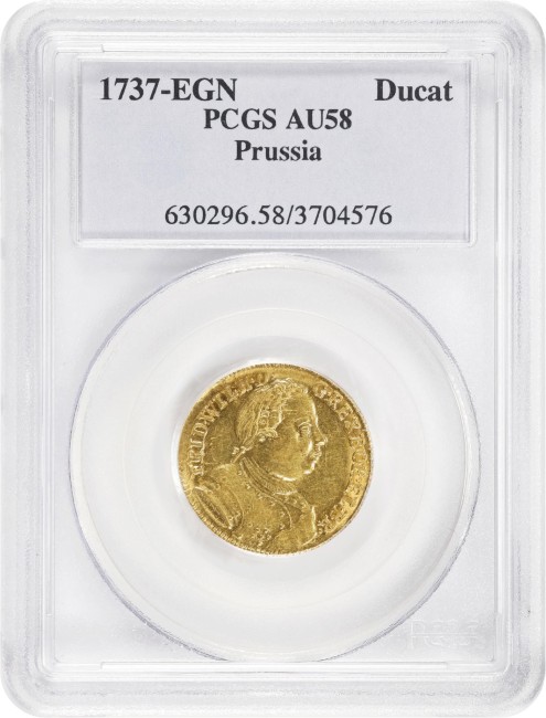 アンティークコイン プロイセン 1737-EGN年 フリードリヒ・ヴィルヘルム1世 1ダカット金貨 PCGS-AU58