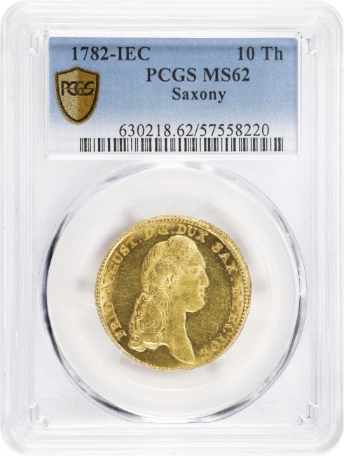 アンティークコイン ザクセン選帝侯国 1782-IEC年 フリードリヒ・アウグスト3世 10ターラー金貨 PCGS-MS62