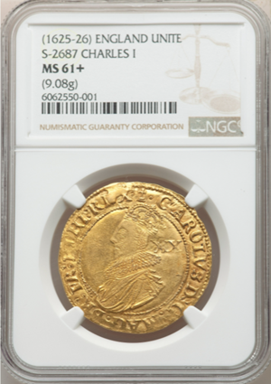 【動画あり】グレートブリテン チャールズ1世(1625-1626) ゴールド・ユナイト金貨NGC-MS61+
