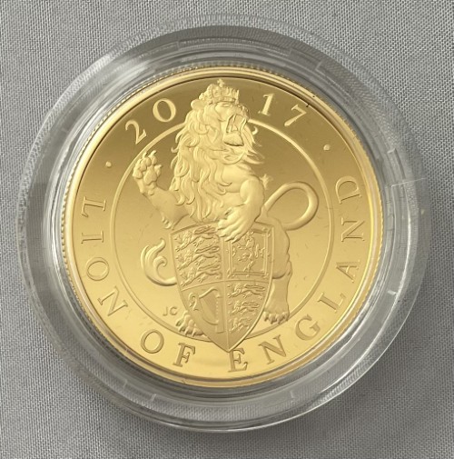 グレートブリテン クイーンズビースト イングランドのライオン 2017年 1オンスプルーフ金貨 箱付き