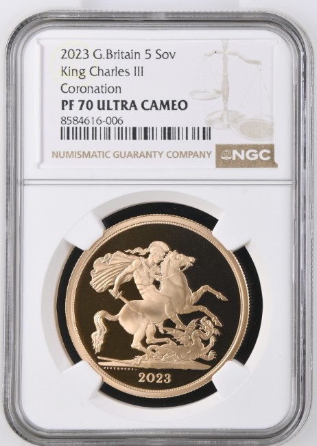 グレートブリテン 2023年 チャールズ三世 戴冠式記念 5ソブリン金貨
