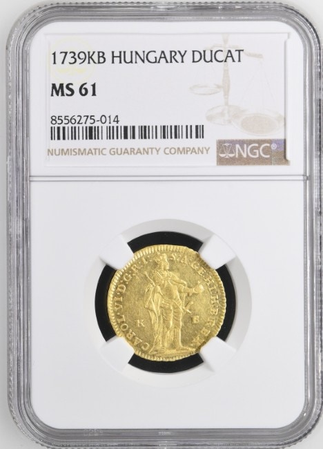 アンティークコイン ハンガリー 1739年 カール6世 1ダカット金貨 NGC-MS61