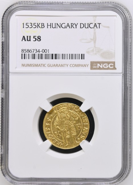 アンティークコイン ハンガリー 1535-KB年 フェルディナント1世 1ダカット金貨 NGC-AU58