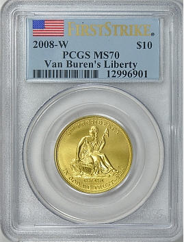 2008-W ヴァンビューレン・リバティ10ドル金貨＄10-PCGS-MS70(First Strike)