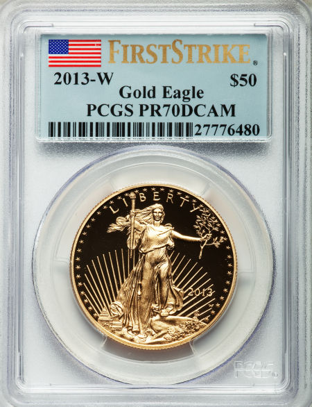 【動画あり】50ドル金貨ゴールドイーグル2013-W-GOLD EAGLE-＄50-PCGS-PR70-DCAMファーストストライク完全未使用　