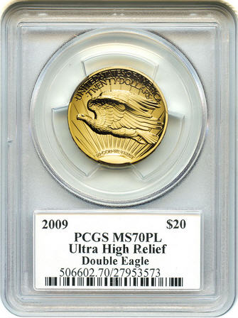 2009ウルトラハイリリーフ金貨 PCGS-MS70 PL(プルーフライク)未使用 John Mercantiサイン入り 売切れ