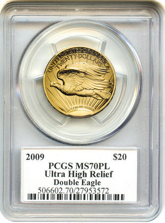 2009ウルトラハイリリーフ金貨 PCGS-MS70 PL(プルーフライク)未使用 John Mercantiサイン入り 売切れ