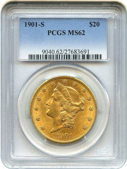 アンティークコイン アメリカ 20ドル金貨リバティヘッド 1901-S ＄20 