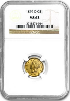 アンティークコイン アメリカ ゴールドダラー1ドル金貨 1849-O ＄1