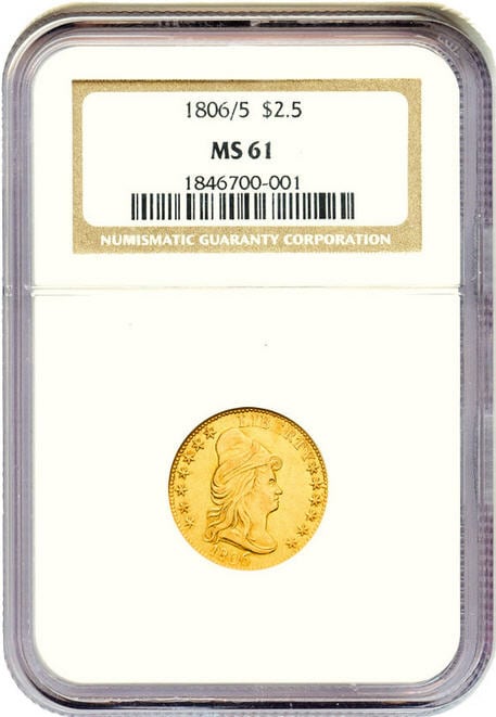 ドレープド　バスト　タイプ2　スターズ　オン　オブバーズ 1806/5 NGC MS61　＄2.5金貨